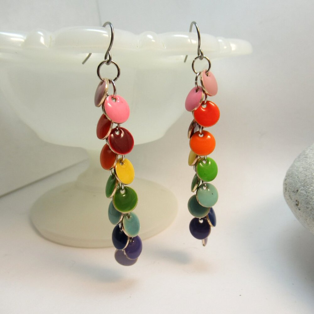 Rainbow dangle drop earrings